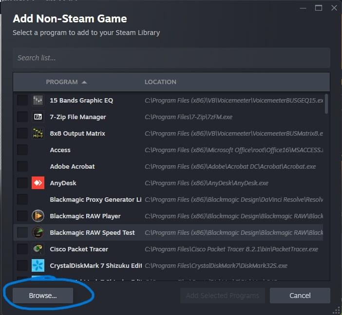 Add non-steam game browser